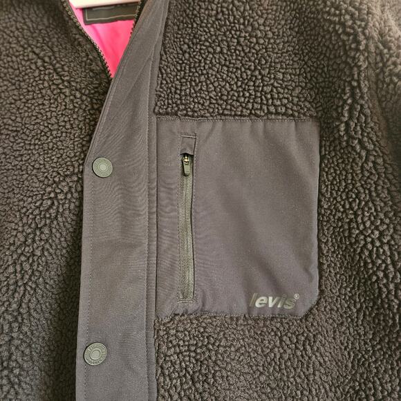 Levi's Buchanan Sherpa Men's Jacket Size Small Black Meteorite Pink - Picture 5 of 16